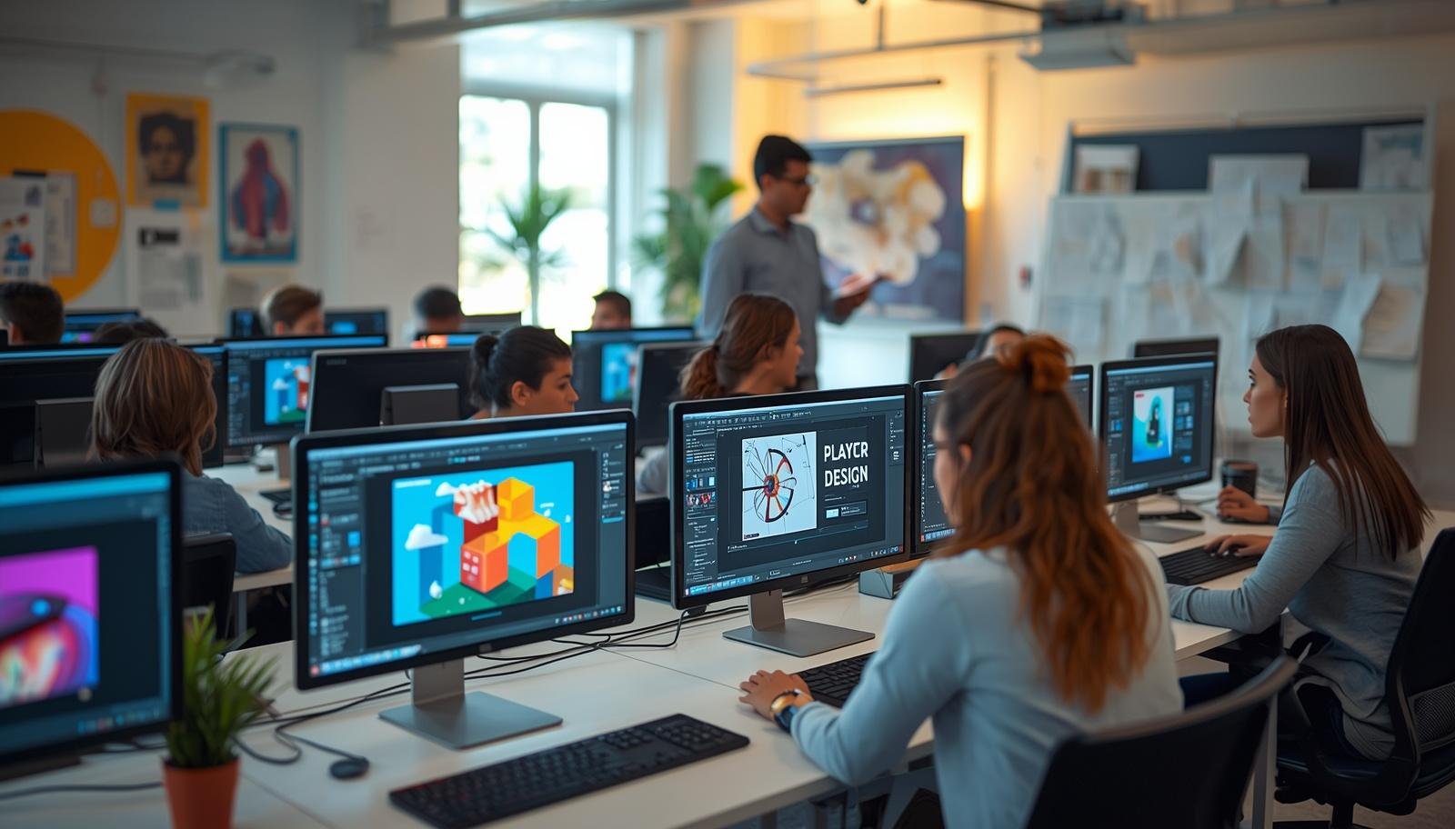 Students learning digital skills