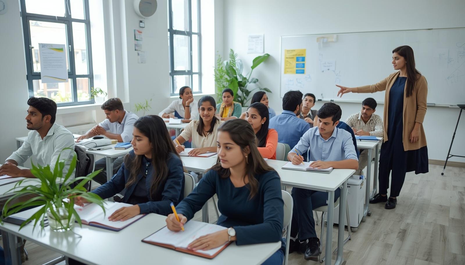 Students participating in training